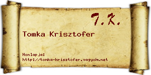 Tomka Krisztofer névjegykártya